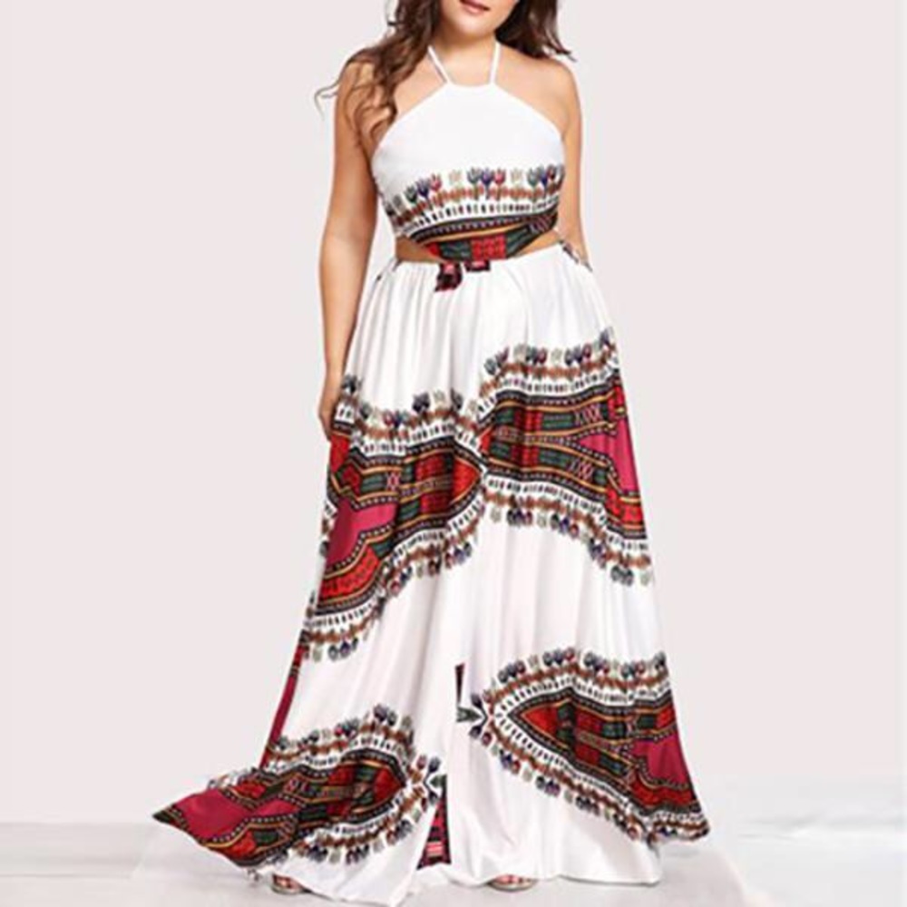 Spaghetti Strap Bohemian Plus Size Maxi Dress